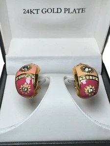 Orecchini Joan Rivers smalto strass multicolore mezzo cerchio traforati - Foto 1 di 7