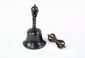 Tibetan 6" Pure Handmade 7 metals Bell and Dorje for Meditation, Yoga, chakra - Picture 1 of 5