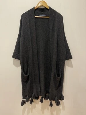 Cárdigan borlas mezcla lana gris French Connection talla XS bolsillos de gran tamaño Foto 1 de 4
