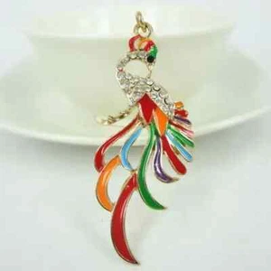 Llavero/colgante oro multicolor de imitación pavo real caja de regalo - Imagen 1 de 3