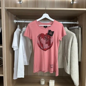 Vivienne Westwood Lee Womens Anglomania T-Shirt Size XS Pink Heart World Graphic - Picture 1 of 7