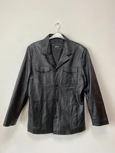Vintage! PATINA Men's Black Real Leather Button Blazer Jacket Size EU52 UK42 - Picture 1 of 6