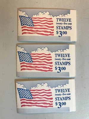 US #2285a BK161 Flag & Clouds 25c booklet w/12 stamps MNH 1988, 3 booklets incl - Image 1 of 4