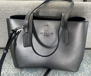 COACH Gunmetal Leather Avenue Carryall Tote - Adj & Removable Xbody Strap