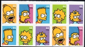 Scott #4403b 44¢ Simpsons Half Booklet of 10 Stamps - MNH Bottom - Picture 1 of 2