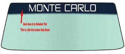 PARA MONTE CARLO VEHÍCULO PARABRISAS BANNER TROQUELADO VINILO CALCOMANÍA CON HERRAMIENTA DE APLICACIÓN Foto 1 de 3