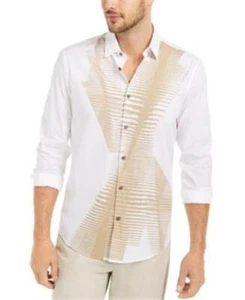 Camisa informal Alfani Para Hombres Grande Gráfica Abstracta Abotonada Geométrica Abotonada - Imagen 1 de 1