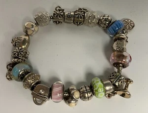Pandora Silver 925 Charm Bracelets 22cms with 21 Charms - Picture 1 of 3