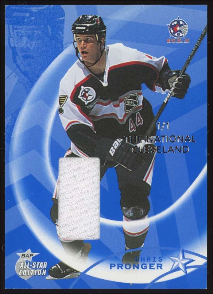 Chris Pronger GU 布贴 1/1 2002-03 BAP 全明星版全国克利夫兰 SP /1 — 第 1/3 张图片
