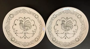 Lot of 2 Scio Pottery Provincial Green Rooster Weather Vane  Dinner 9" Plates  - Picture 1 of 4