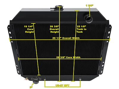 Radiador AR Champion 3 filas acabado negro para motor Ford Bronco V8 1978 1979 Foto 1 de 4