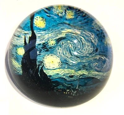 PARASTONE Starry Night Glass Dome Paperweight by Van Gogh Fantasy Sky Museum Gifts