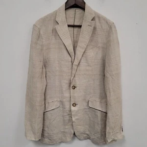 Maurizio Baldassari Mens Summer Wedding Guest Linen Blazer Size 48S Beige Beach - Picture 1 of 14
