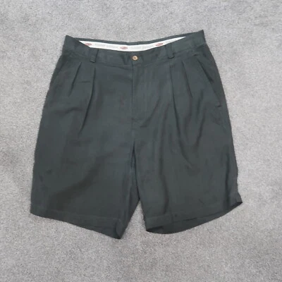 Tommy Bahama 真丝斜纹短裤男式 35 绿色打褶正面 — 第 1/4 张图片