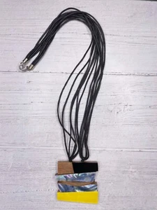 Alisha D Asymmetrical Resin Mother of Pearl Pendant Multi Strands Cord Necklace - Picture 1 of 3