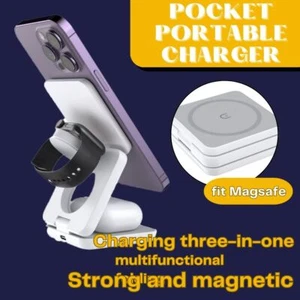 Wireless Charger Mag-Safe Foldable 3 in 1 for iPhone 14 15 ,for iWatch,& AirPods - Picture 1 of 7
