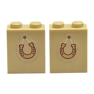 LEGO Horseshoe Tan 1x2x2 Brick Lot 2 Pc 3245cpb101 41126 Heartlake Riding Club - Picture 1 of 2
