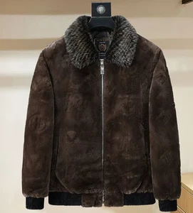 Men's Winter Luxury Fur Jacket with Lapel Collar & Full-Zip sizes 2XL - 5XL - Picture 1 of 5