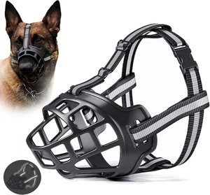 Black Dog Muzzle for Large Breed Adjustable Dogs Muzzles for Xl Bully Breathable - Picture 1 of 12