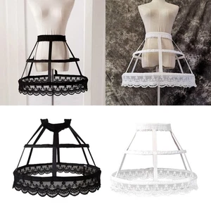 Women 2 Hoops Pannier Petticoat Skirt Underskirt Wide - Picture 1 of 13