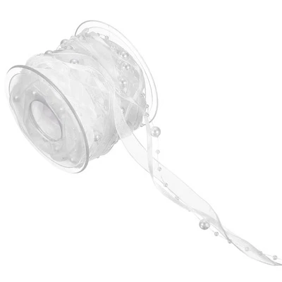 Cinta de perlas artificiales cinta de gasa imitación perlas blancas Foto 1 de 4