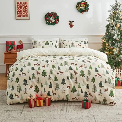 GOGREEN Luxury Christmas Duvet Cover Printed, Breathable Microfiber Bedding Set - Image 1 of 4