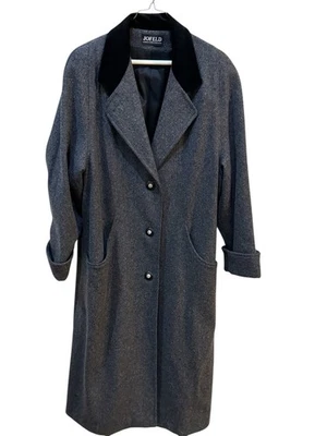 Jofeld Vintage Women’s 60s Grey Wool Over Coat Velvet Trim - Image 1 of 4