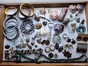 Vintage Cloisonne chinesischer Schmuck Sammlung Lot Multicolor Emaille Designs 60 Teile - Bild 1 von 15
