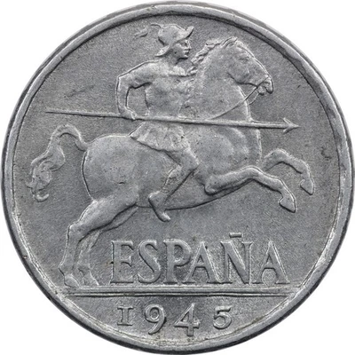 Espanha - 10 Centimos - 1945 - Cavaleiro ibérico - Imagem 1 de 2