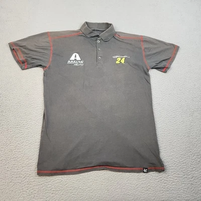 Camisa Polo Jeff Gordon Para Hombre Pequeña Gris NASCAR 24 Axalta Racing Desteñida Envejecida Foto 1 de 4