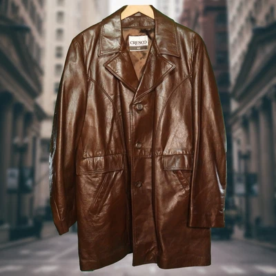 Vintage Cresco 3 Button Leather Blazer Jacket Men’s Size 42 - Image 1 of 4