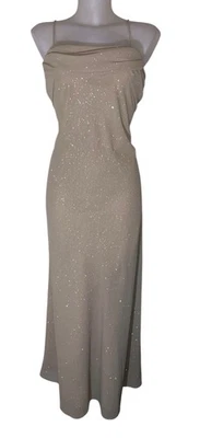 Maxi Vestido Formal Y2K Años 90 Betsy & Adam Talla 8 Para Mujer Beige Brillante Capricho Foto 1 de 4