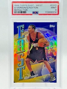 1998 Topps East West Refractor ALLEN IVERSON GARY PAYTON Card EW9 PSA 9 Mint HOF - Picture 1 of 2