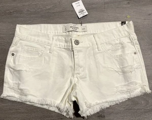 Abercrombie & Fitch Ladies White Frayed Distressed Shorts Size 4-27" Waist - Picture 1 of 4