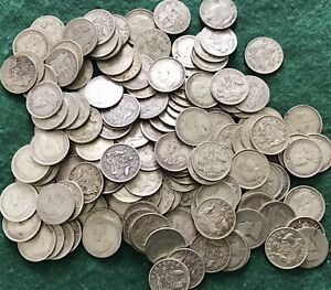 Bulk Lot of 10 Australian 1910-1945 Sterling Silver Sixpence 10 Different Dates