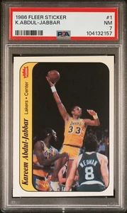 1986 Fleer Sticker #1 Kareem Abdul-Jabbar PSA 7 Well Centered AMAZING EYE APPEAL - Picture 1 of 2