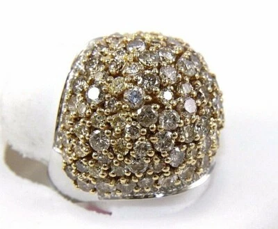 Anillo con cúpula ancha con racimo de diamantes marrones redondos naturales de oro blanco de 14 k de 5,73 quilates Foto 1 de 4