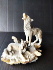 Vintage Howling Wolfpack Resin Figurine 7" Tall X 7" Wide