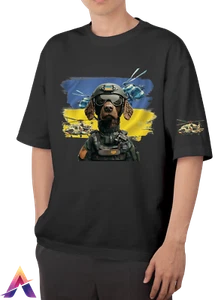 Camiseta Estampada Algodón Gran Tamaño Ejército Ucraniano Perro Luchador Camisa para Hombres Mujeres - Imagen 1 de 7
