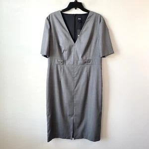 Hugo Boss Danorla Wool Midi Sheath Dress Grey 12 - Picture 1 of 10