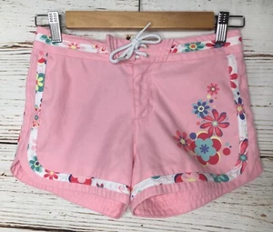 REI Girls Swim Board Shorts Athletic Pink Flowers Sz Medium (8-10) - Picture 1 of 5
