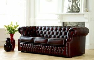 Chesterfield Sofa Couch Polster Leder Couchen Garnitur 3 Sitzers Dreisitzer Neu - Bild 1 von 12