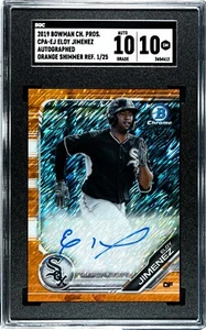 2019 Bowman Chrom Eloy Jimenez Auto orange schimmern Auto/25 SGC 10 EDELSTEINE Auto 10 - Bild 1 von 2