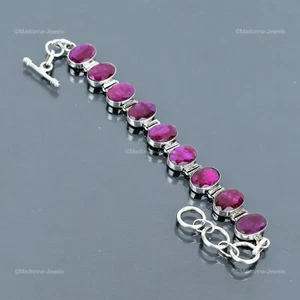 Valentines Deal Natural Kashmir Rubi Ethnic Chain Bracelet 925 Sterling Silver - Picture 1 of 6