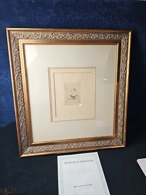 1919 Edgar DEGAS grabado limitado Nathalie Wolkonska primer plato vidrio enmarcado certificado de autenticidad Foto 1 de 4