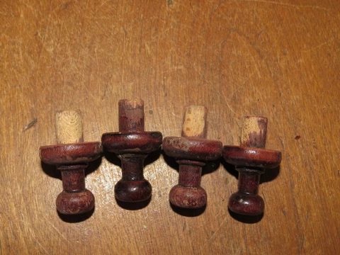 4 Vintage Furniture Half Inch Bun Feet or Finials with Dowel End, 1 Inch Cover