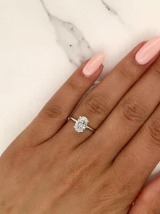 1.00 Carat IGI Certified Oval Diamond E - VVS2 14k Solid Gold Solitaire Ring - Picture 1 of 12