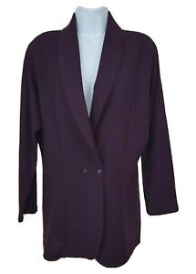 Bettina Riedel Women's Sweater Size S Purple Wool Made USA Snap Front V Neck 