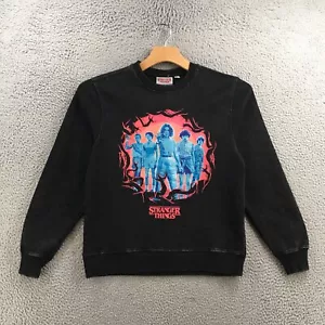 Stranger Things Sweatshirt Mens SM Black Graphic Print Long Sleeve Crew Neck NEW - Picture 1 of 16