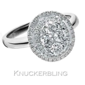 Diamond Double Halo Ring 0.80ct Oval Shape F VS Brilliant Cut in 18ct White Gold - Picture 1 of 1